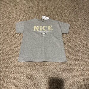 ZARA GIRLS Graphic Short Sleeve Sweater         T-Shirt with 'Nice' Print NWT